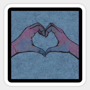 Heart Hands on Blue Background Sticker